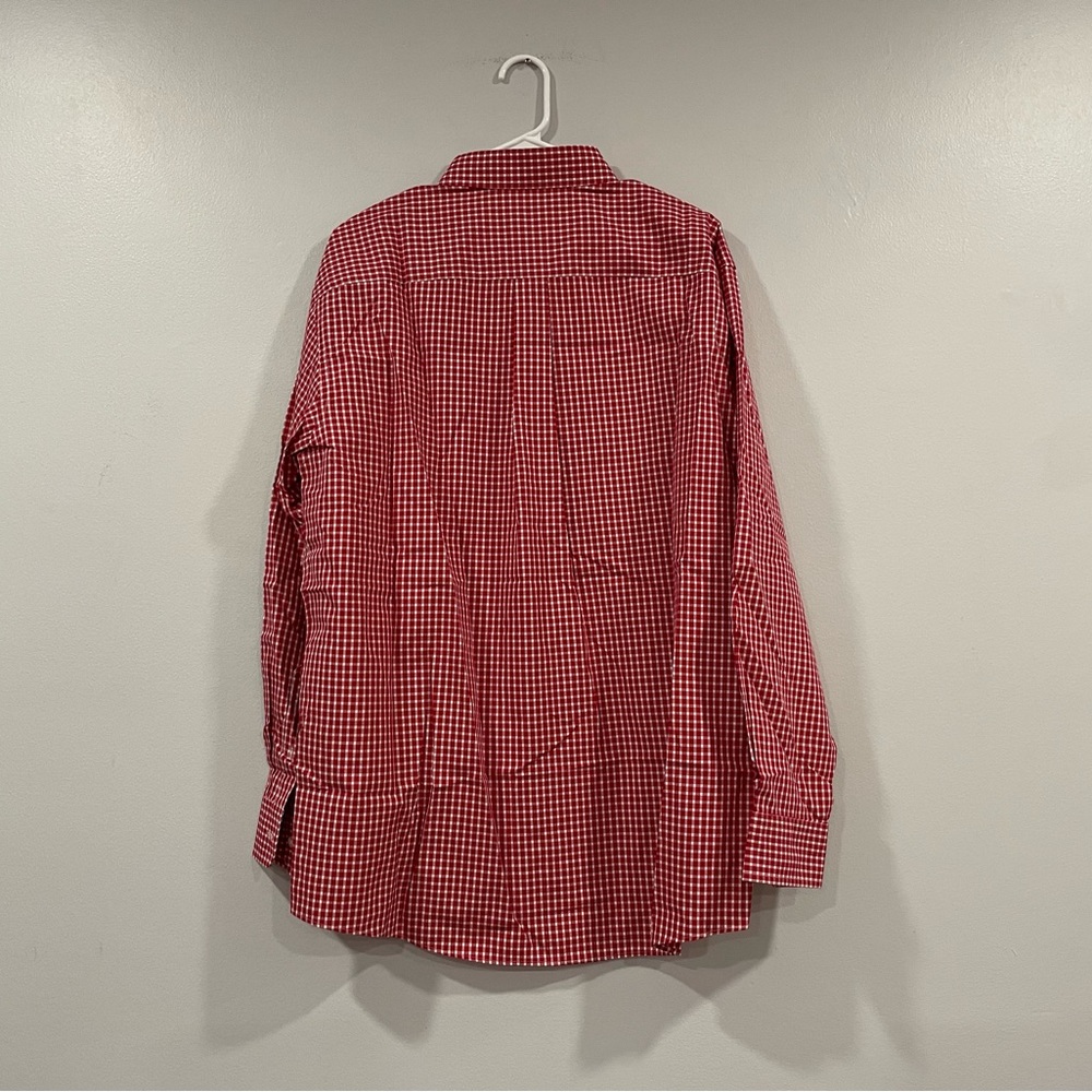 Jos. A Bank Red Gingham Button Down Long Sleeve Shirt Large L - Picture 3 of 6